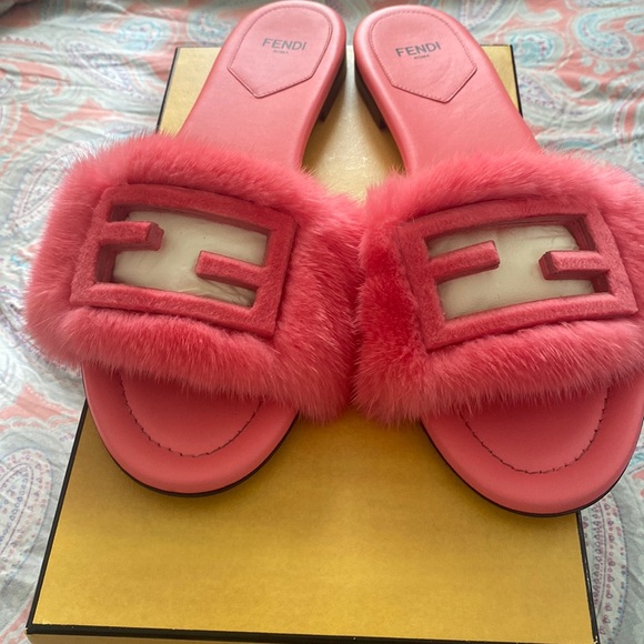 Fendi | Shoes | Fendi Baguette Mink Slides | Poshmark